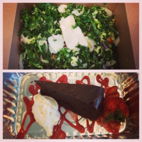 Gluten-free salad and cake from Brinkley's Broome Street